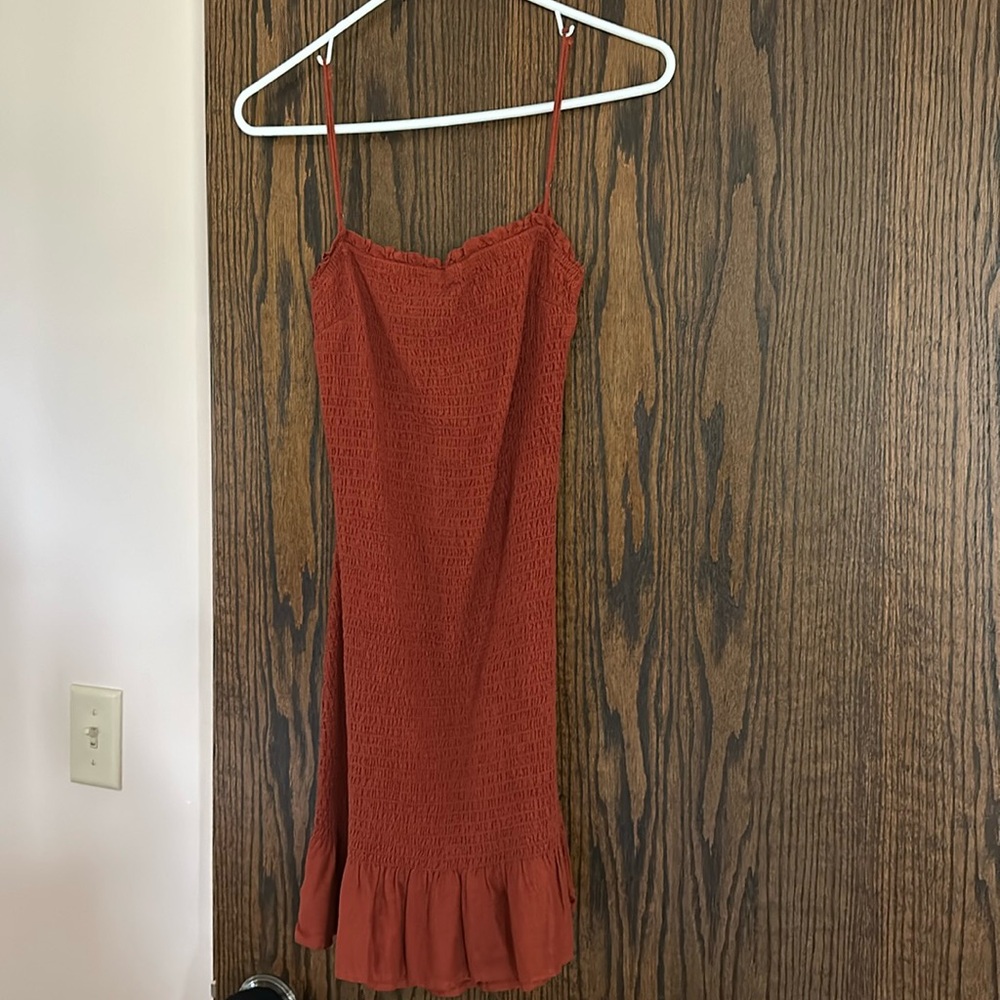 Abercrombie orange mini dress open back NWT